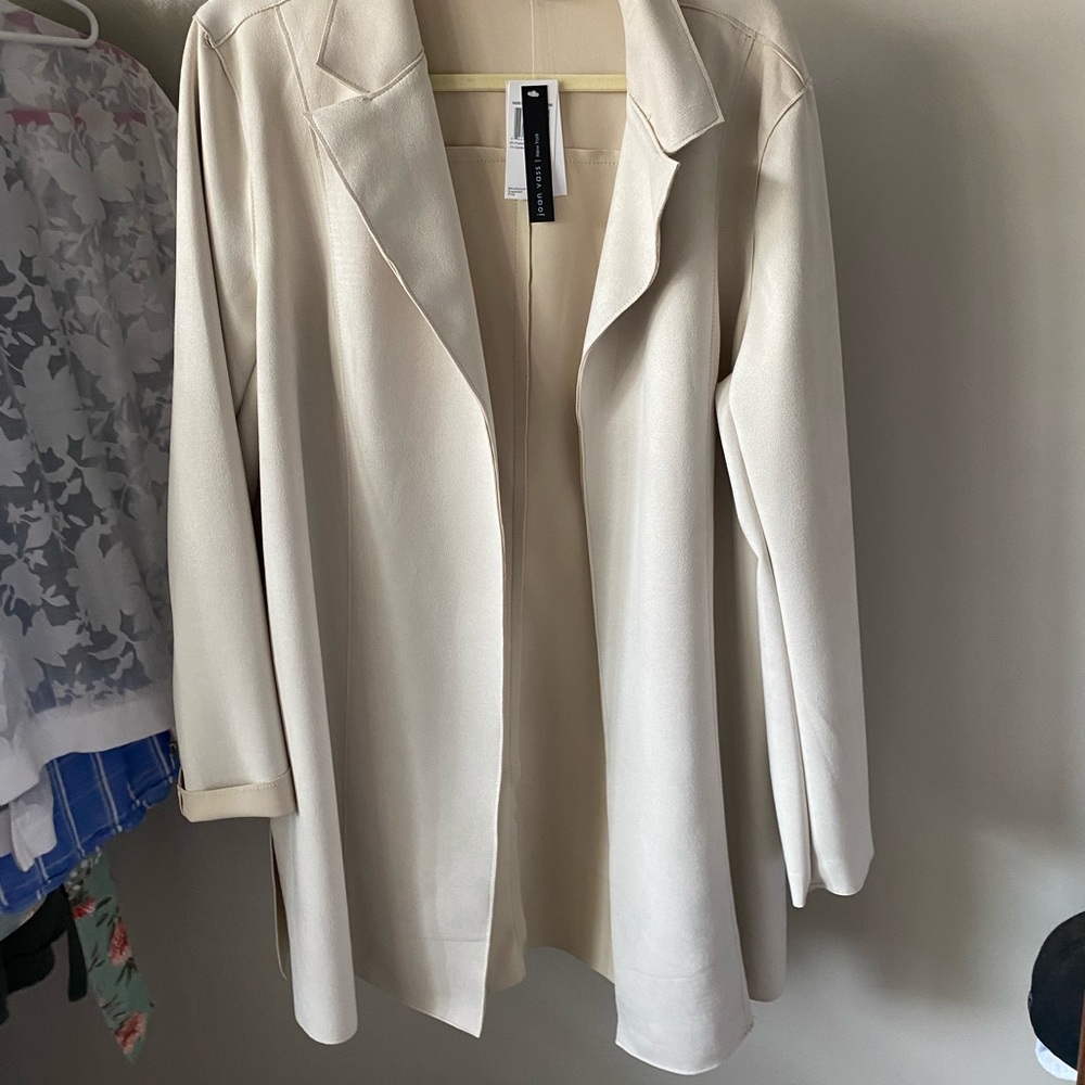 Joan Vass Faux Cream Suede Jacket XL NEW WITH TAGS